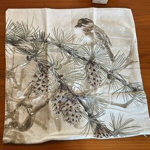 Pottery Barn Chickadee Winter-Inspired Pillow Cover.  Duplicate back. 20x20